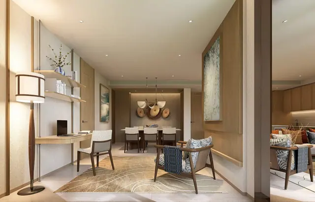 PEYLAA Phuket, Autograph Collection Residences — Рабочая зона и столовая в общей гостиной, Банг Тао и Лагуна, Пхукет