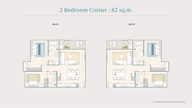 PEYLAA Phuket, Autograph Collection Residences — 2 спальни (угловая) · 82 м², Банг Тао и Лагуна, Пхукет