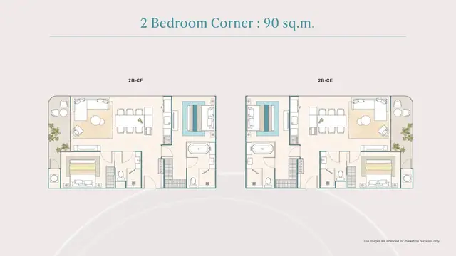 PEYLAA Phuket, Autograph Collection Residences — 2 спальни (угловая) · 90 м², Банг Тао и Лагуна, Пхукет