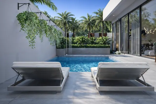 Sun Hills Proxima Villas — Шезлонги у бассейна во дворе, Банг Тао и Лагуна, Пхукет