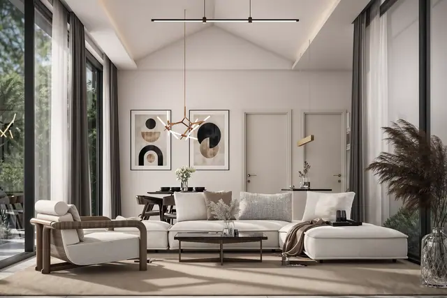 Sun Hills Proxima Villas — Гостиная с высоким скатным потолком, Банг Тао и Лагуна, Пхукет