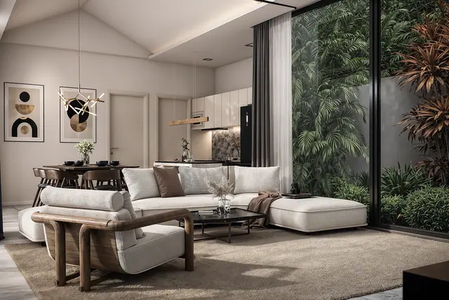 Sun Hills Proxima Villas — Гостиная с видом в сад, Банг Тао и Лагуна, Пхукет