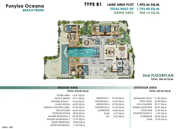 Punyisa Oceana — Тип B1 — 6 спален · 1 792 м², 2-й этаж, Натай (Пханг Нга), Пхукет