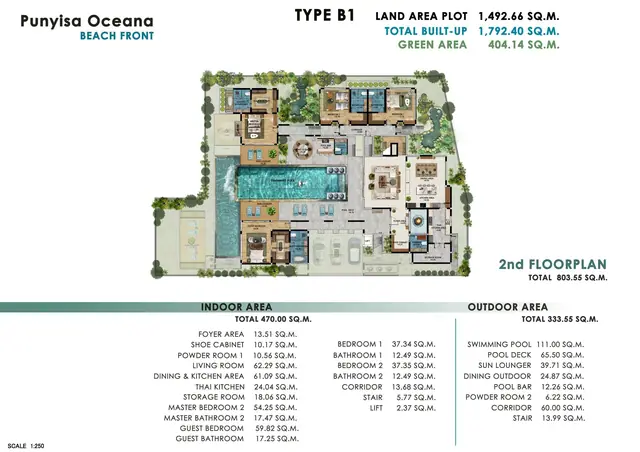 Punyisa Oceana — Тип B1 — 6 спален · 1 792 м², 2-й этаж, Натай (Пханг Нга), Пхукет