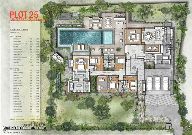 Punyisa Casua — Тип A — 5 спален · 876 м², план 1-го этажа, Банг Тао и Лагуна, Пхукет