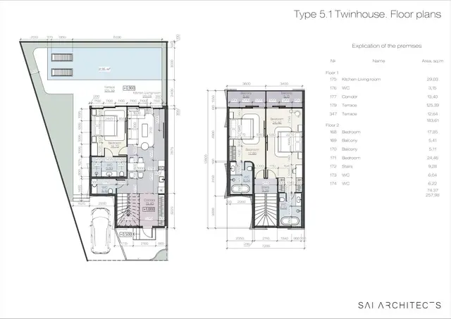 Rise Villas — Твинхаус тип 5.1 · 2 спальни · 258 м², Банг Тао и Лагуна, Пхукет