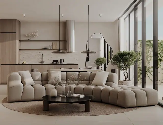 Rise Villas — Гостиная с кухней, Банг Тао и Лагуна, Пхукет