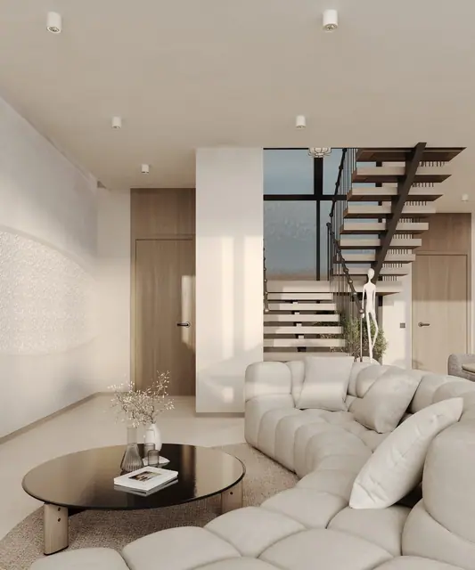 Rise Villas — Гостиная с лестницей, Банг Тао и Лагуна, Пхукет