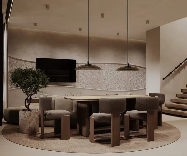 Rise Villas — Обеденная зона у лестницы вечером, Банг Тао и Лагуна, Пхукет