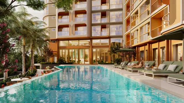 Saint Tropez Naithon — Двор с бассейном между крыльями дома, Лаян, Пхукет