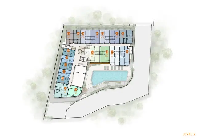 Saint Tropez Naithon — План 2-го этажа: 18 квартир, Лаян, Пхукет