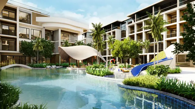 Sea Heaven Beachfront Phase 3.1 — Бассейн с горкой у корпусов, Лаян, Пхукет