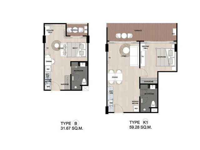 Sea Heaven Beachfront Phase 3.1 — Тип B — студия · 32 м² и тип K1 — 1 спальня · 59 м², Лаян, Пхукет