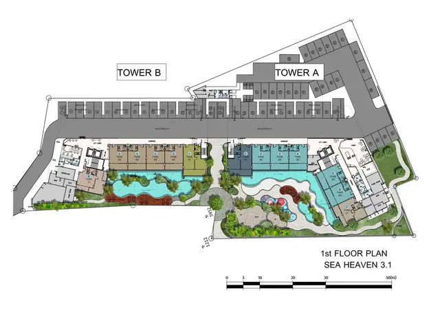 Sea Heaven Beachfront Phase 3.1 — План первого этажа, очередь 3.1, Лаян, Пхукет
