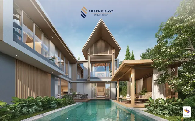 Serene Raya Bangjo — Рендер: бассейн двухэтажной виллы, Банг Тао и Лагуна, Пхукет