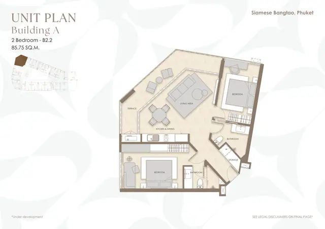 Siamese Bangtao — 2 спальни B2.2 · 86 м² · корп. A, Банг Тао и Лагуна, Пхукет