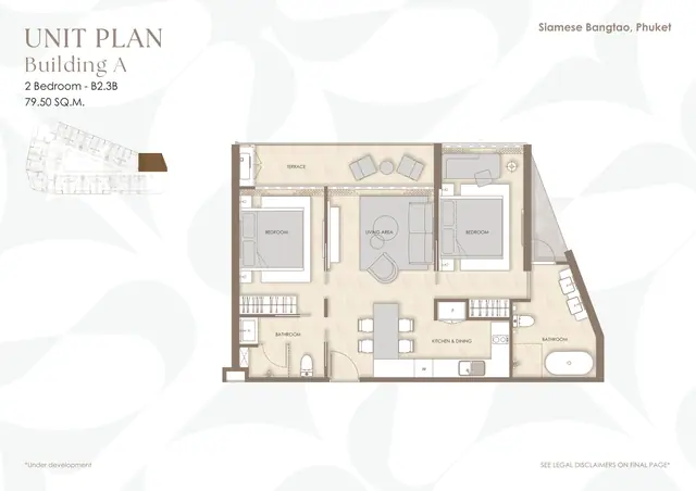 Siamese Bangtao — 2 спальни B2.3B · 80 м² · корп. A, Банг Тао и Лагуна, Пхукет