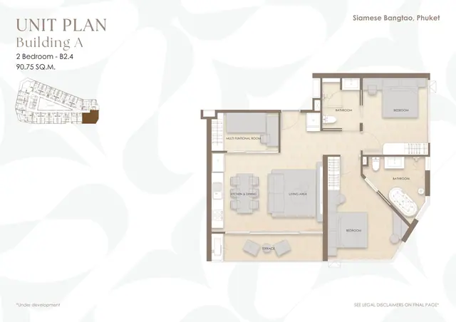 Siamese Bangtao — 2 спальни B2.4 · 91 м² · корп. A, Банг Тао и Лагуна, Пхукет