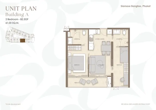 Siamese Bangtao — 2 спальни B2.5GF · 61 м² · корп. A, Банг Тао и Лагуна, Пхукет