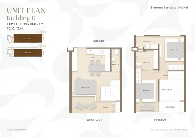 Siamese Bangtao — Дуплекс (верхний уровень) D2 · 90 м² · корп. B, Банг Тао и Лагуна, Пхукет
