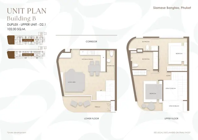 Siamese Bangtao — Дуплекс (верхний уровень) D2.1 · 102 м² · корп. B, Банг Тао и Лагуна, Пхукет