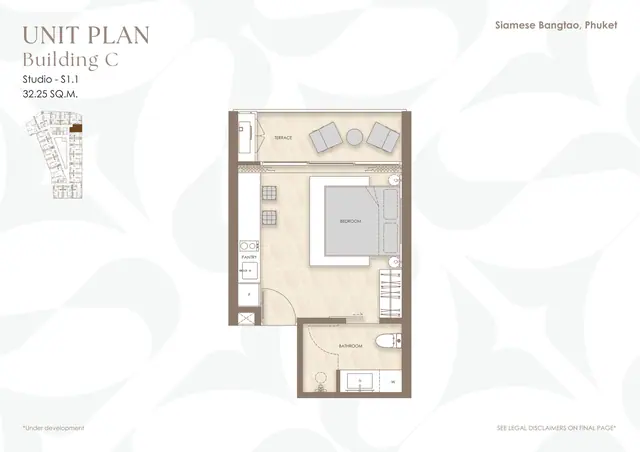 Siamese Bangtao — Студия S1.1 · 32 м² · корп. C, Банг Тао и Лагуна, Пхукет