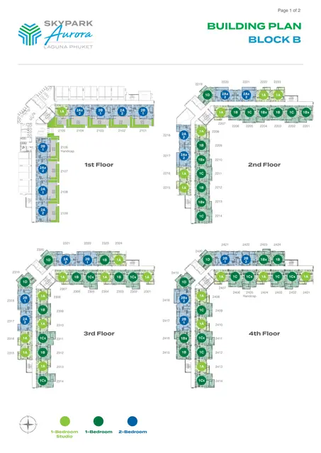 Skypark Aurora — Корпус B (142 юнита) · этажи 1–4, Банг Тао и Лагуна, Пхукет