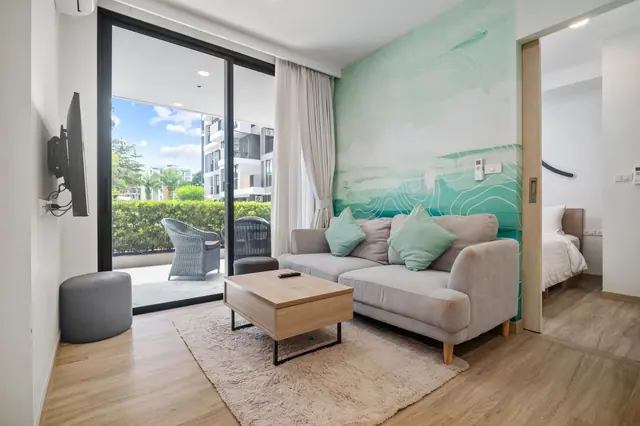 Skypark Aurora — Квартира 2A-2 · 2 спальни, 40 м² · первый этаж с садом, Банг Тао и Лагуна, Пхукет