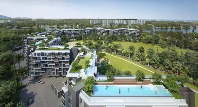 Skypark Celeste — Рендер: инфинити-бассейн на кровле, Банг Тао и Лагуна, Пхукет