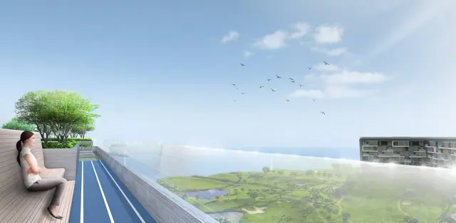 Skypark Celeste — Рендер: беговая дорожка на кровле, Банг Тао и Лагуна, Пхукет