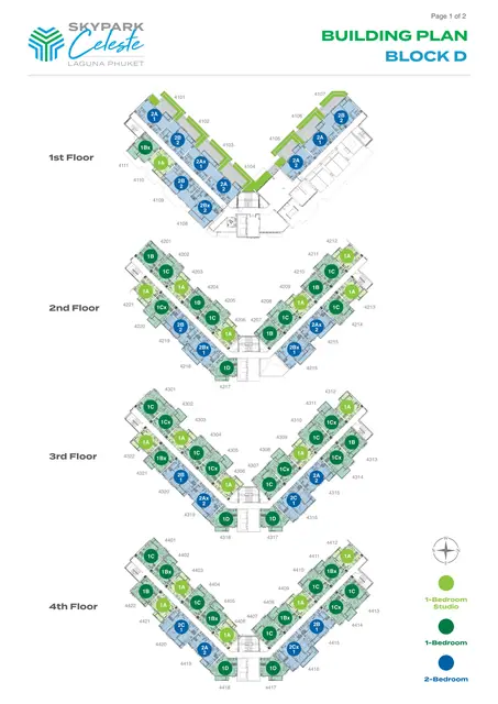 Skypark Celeste — Корпус D (128 юнитов) · этажи 1–4, Банг Тао и Лагуна, Пхукет