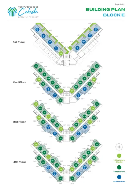 Skypark Celeste — Корпус E (142 юнита) · этажи 1–4, Банг Тао и Лагуна, Пхукет
