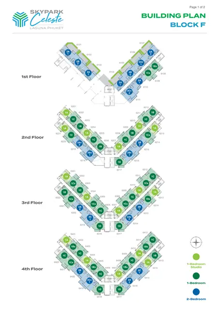 Skypark Celeste — Корпус F (128 юнитов) · этажи 1–4, Банг Тао и Лагуна, Пхукет