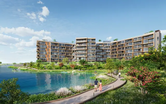 Skypark Elara Lakelands — Фасад корпуса с набережной, Банг Тао и Лагуна, Пхукет