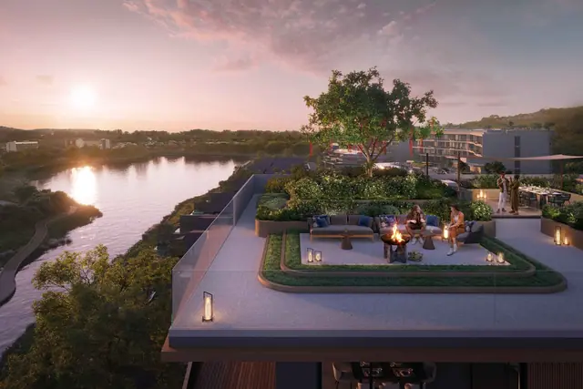 Skypark Elara Lakelands — Лаунж на крыше с очагами, Банг Тао и Лагуна, Пхукет