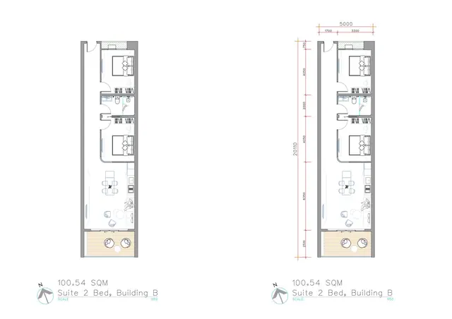 Sole Mio Residences — Suite, 2 спальни — корпус B · 101 м², Банг Тао и Лагуна, Пхукет