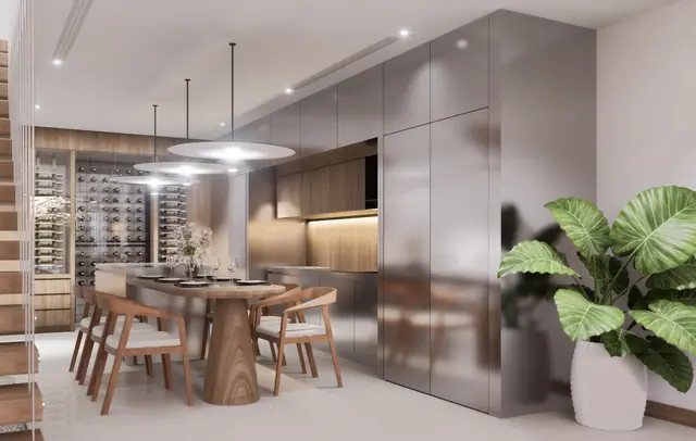 Sole Mio Residences — Кухня и обеденный стол · дуплекс, 2 спальни, Банг Тао и Лагуна, Пхукет