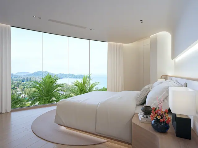 Sole Mio Residences — Спальня с панорамой на залив · пентхаус A201, Банг Тао и Лагуна, Пхукет