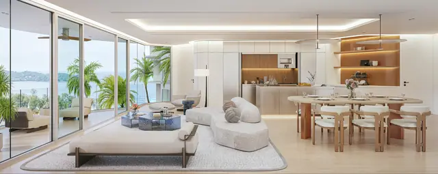 Sole Mio Residences — Гостиная с кухней · пентхаус A201, Банг Тао и Лагуна, Пхукет