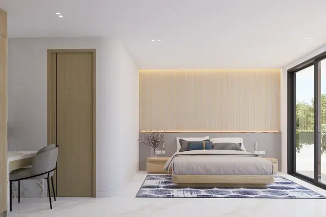 Sole Mio Residences — Спальня с окном в пол · пентхаус, 3 спальни, Банг Тао и Лагуна, Пхукет