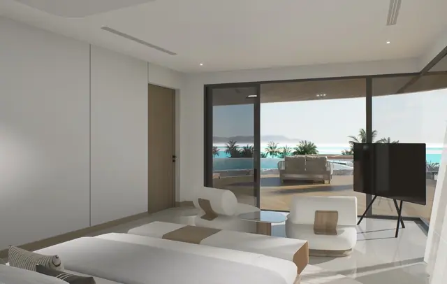 Sole Mio Residences — Спальня с видом на бассейн и море · пентхаус, 4 спальни, Банг Тао и Лагуна, Пхукет