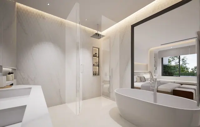 Sole Mio Residences — Ванная с душевой и круглой ванной · пентхаус, 4 спальни, Банг Тао и Лагуна, Пхукет