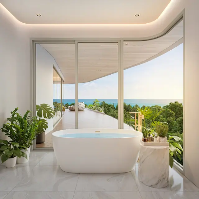 Sole Mio Residences — Ванна у панорамного окна · пентхаус, 4 спальни, Банг Тао и Лагуна, Пхукет