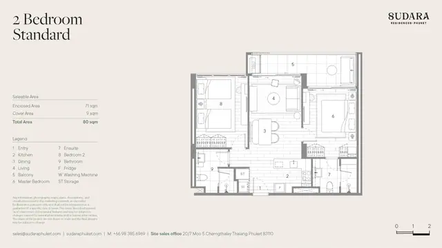 Sudara — 2 спальни — стандарт · 80 м², Банг Тао и Лагуна, Пхукет