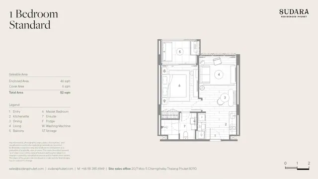 Sudara — 1 спальня — стандарт · 52 м², Банг Тао и Лагуна, Пхукет