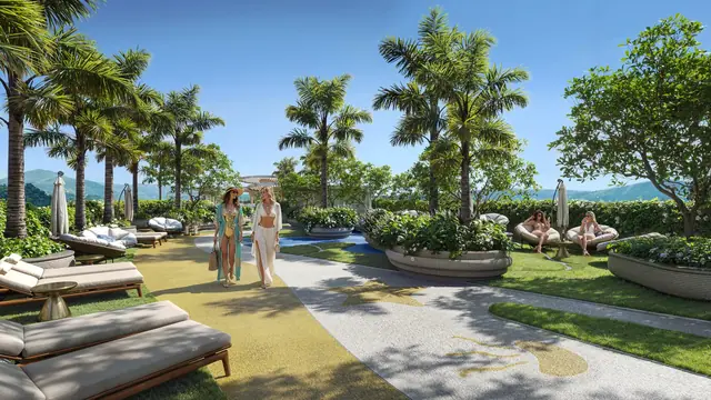 Sun Hills Lakeside Phuket — Сад с шезлонгами и видом на море, Банг Тао и Лагуна, Пхукет
