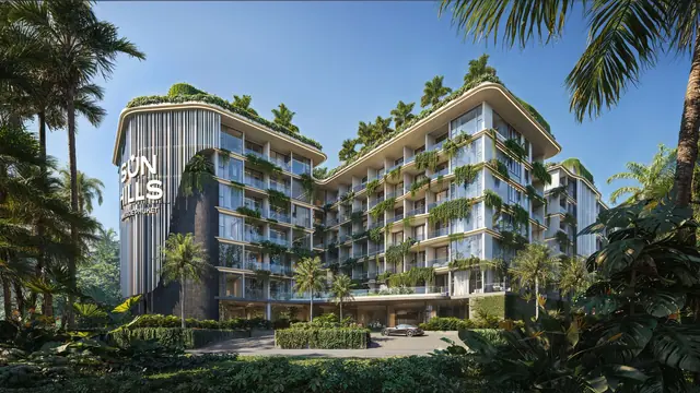 Sun Hills Lakeside Phuket — Фасад с вывеской Sun Hills, Банг Тао и Лагуна, Пхукет