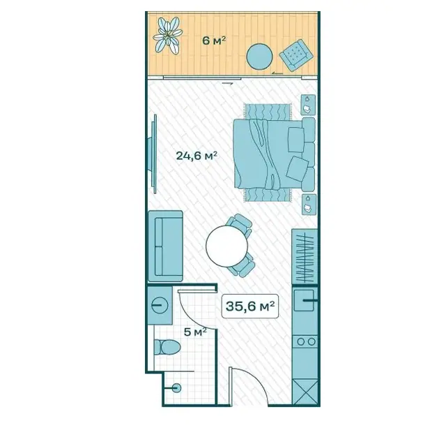 Sun Hills Lakeside Phuket — Студия · 35.6 м², Банг Тао и Лагуна, Пхукет