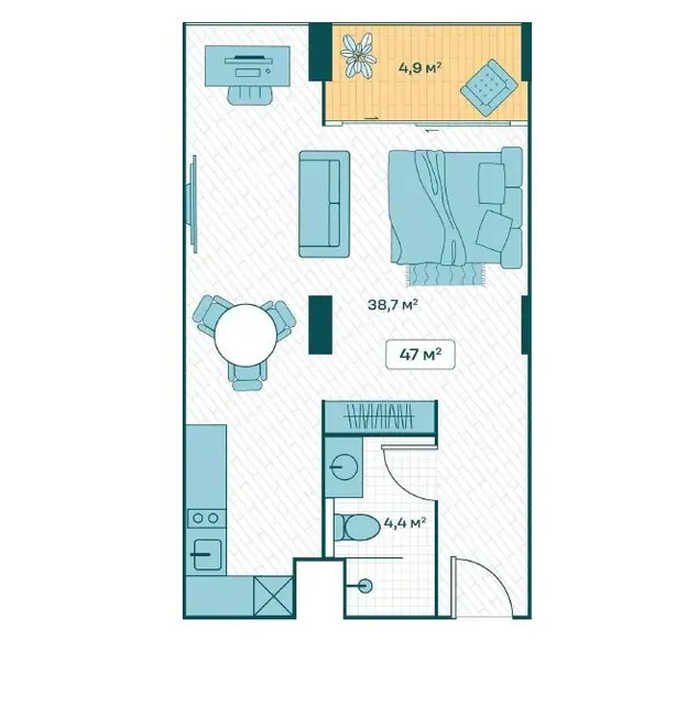 Sun Hills Lakeside Phuket — Студия · 47 м², Банг Тао и Лагуна, Пхукет