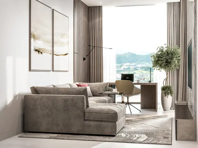 Sun Hills Lakeside Phuket — Гостиная с рабочим местом и видом, Банг Тао и Лагуна, Пхукет